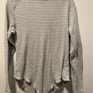 Amiana Gray and White Striped Top